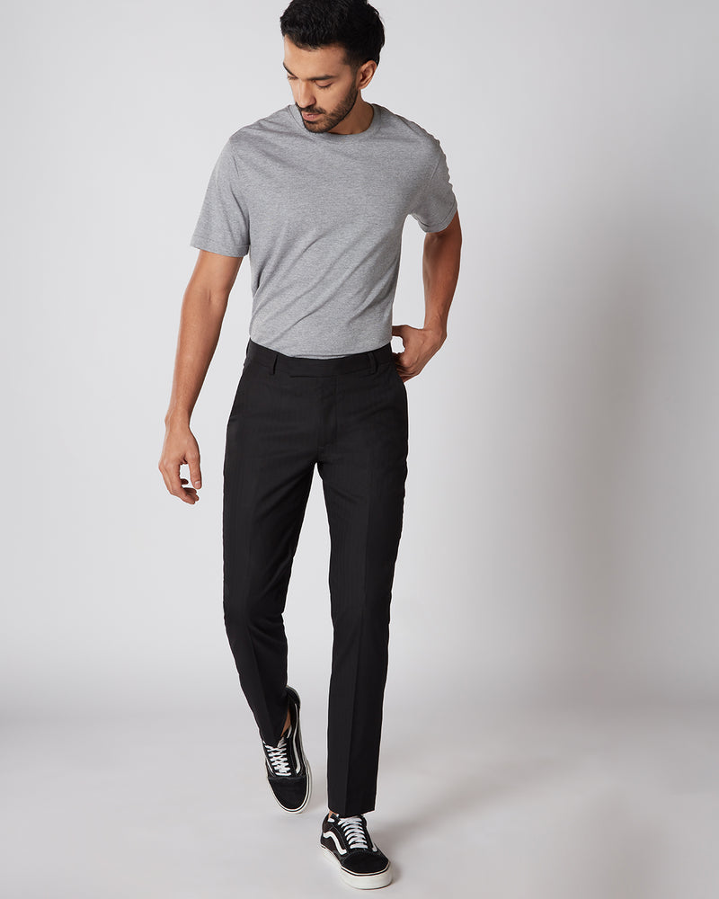 Regent Herringbone Dress Pants - Black