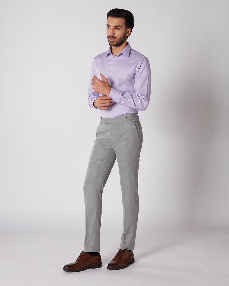 Slim Fit B-91 Formal Light Grey Textured Trouser - Street