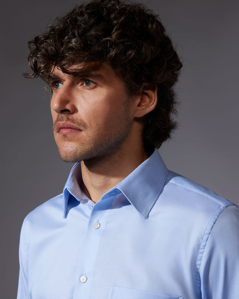 Sky Blue Stretch Dobby Shirt