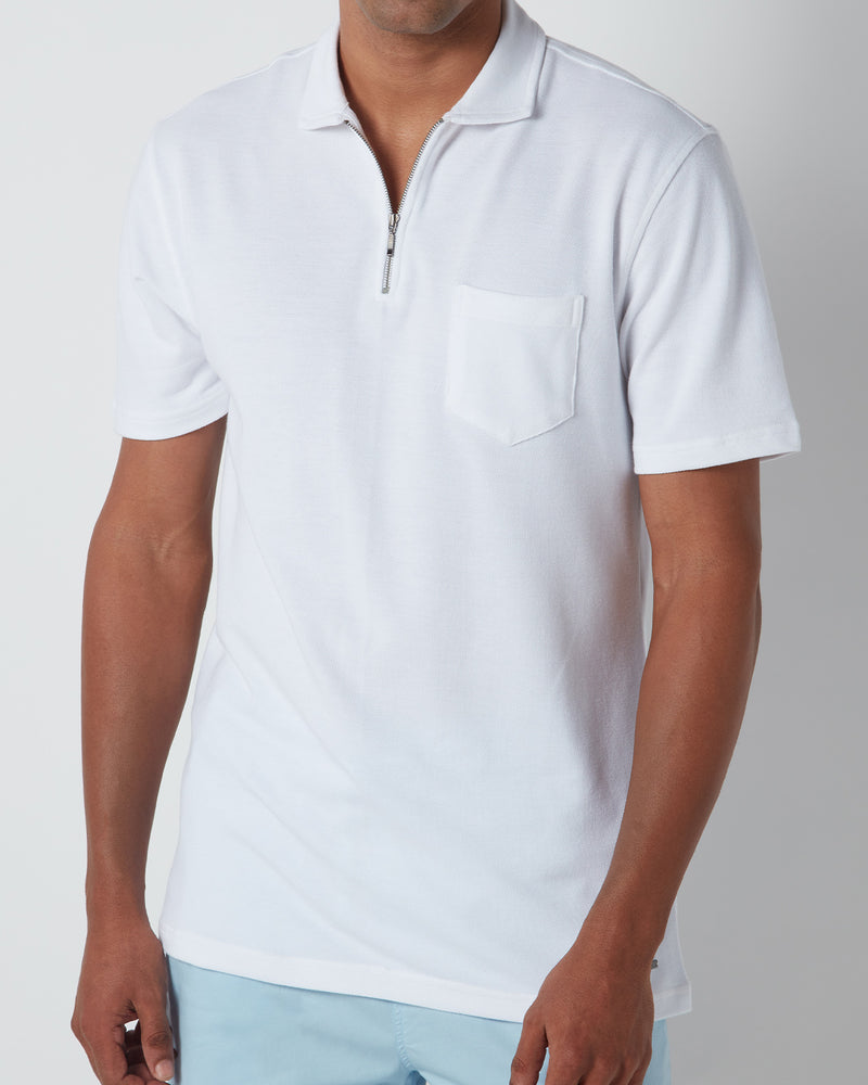 Signature Zipper Polo T-Shirt - White