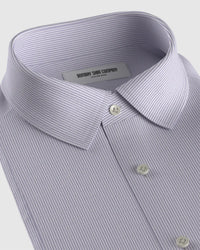 Wrinkle-Free Bamboo-Blend Stretch Herringbone Striped Shirt - Lavender