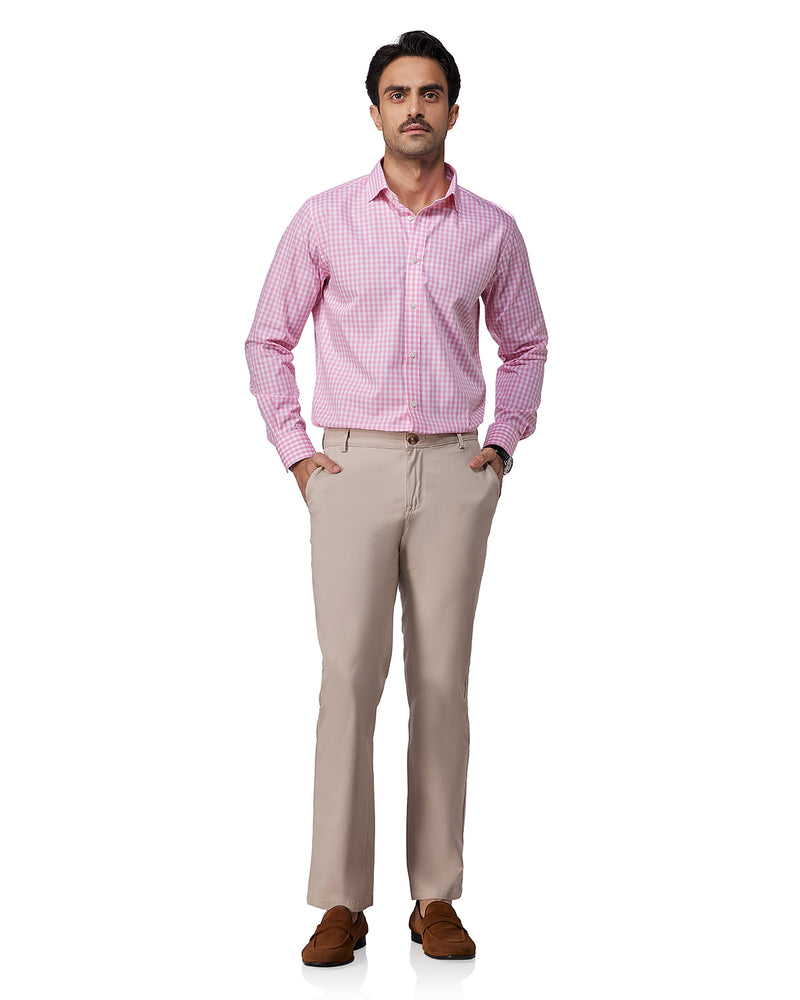 Pink Giza Cotton Gingham Checked Shirt