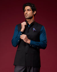 The Palatina Stretch Nehru Jacket - Black