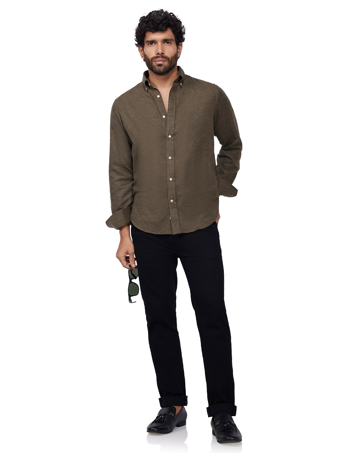 Japanese Brushed Twill Shirt - Olive