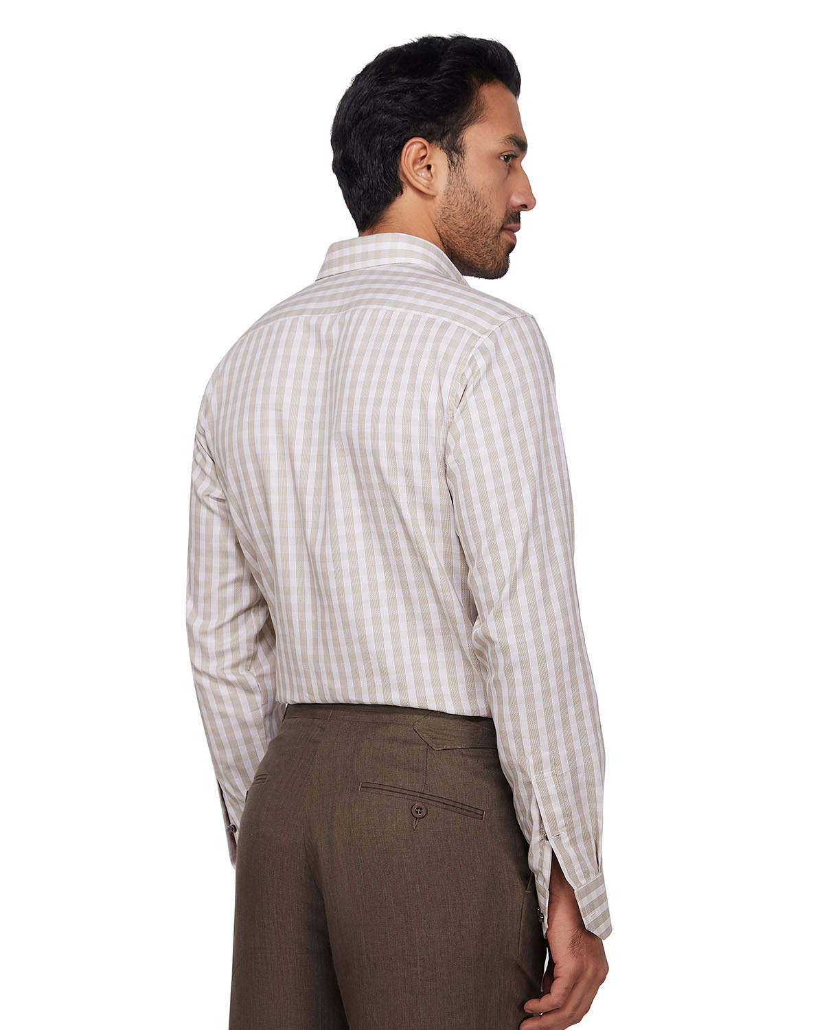 Dobby Checked Shirt - Beige