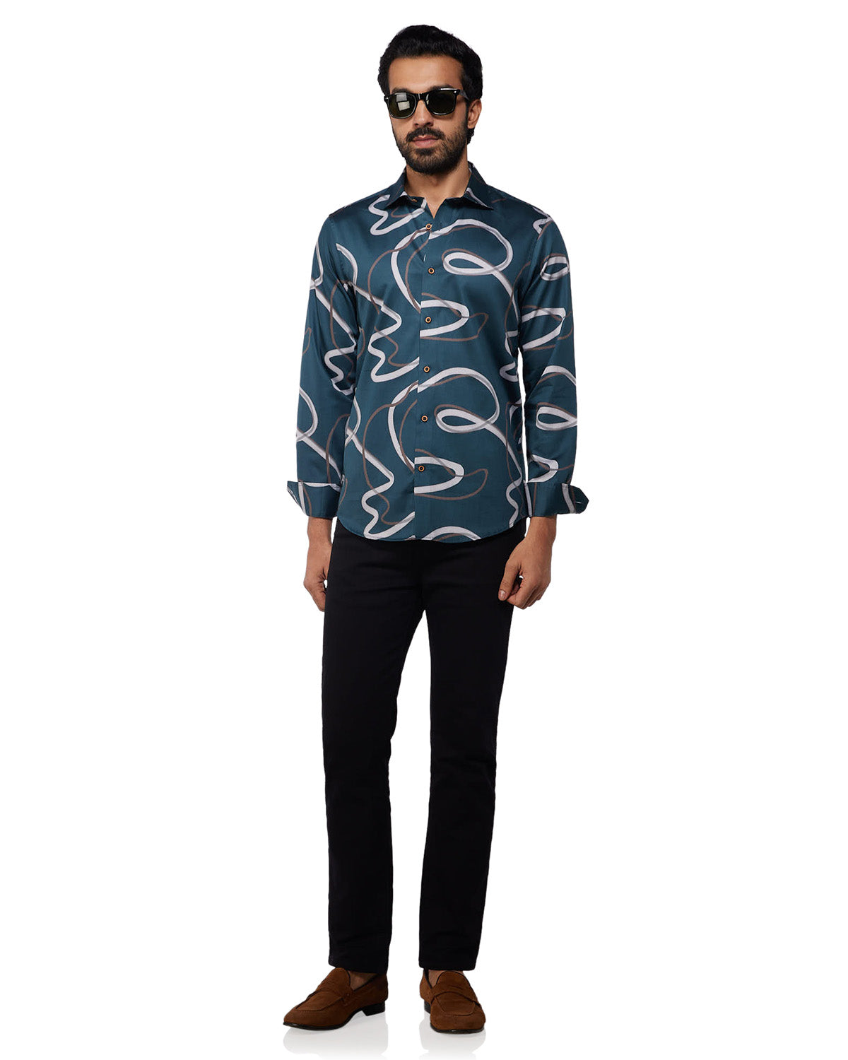 Line Printed Shirt - Green