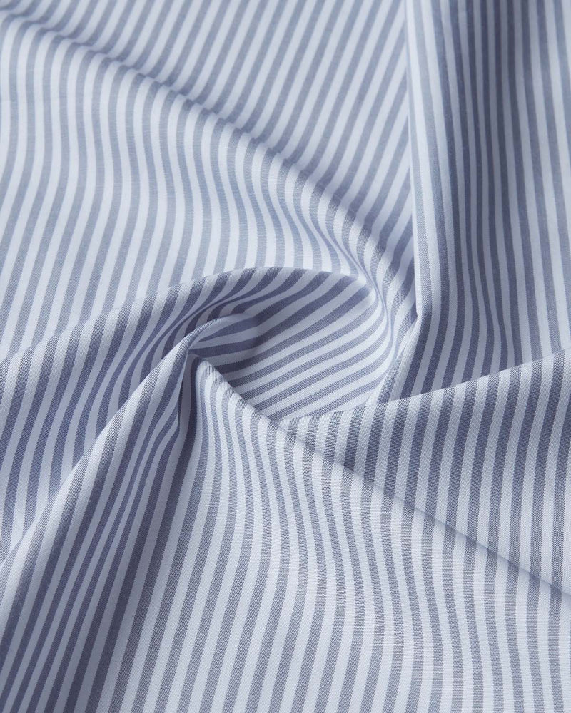 Grey Poplin Striped Shirt