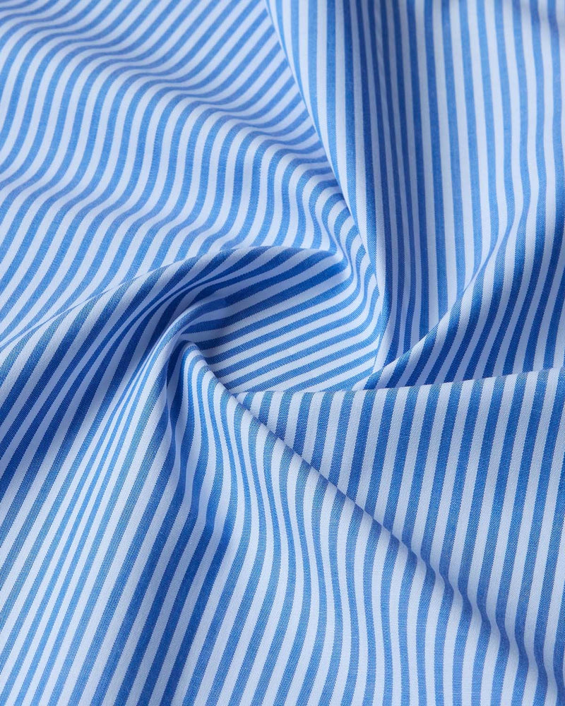 Dark Blue Poplin Striped Shirt