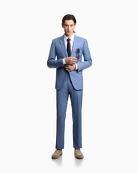 New Crescendo Stretch Blended Wool Blazer - Sky Blue