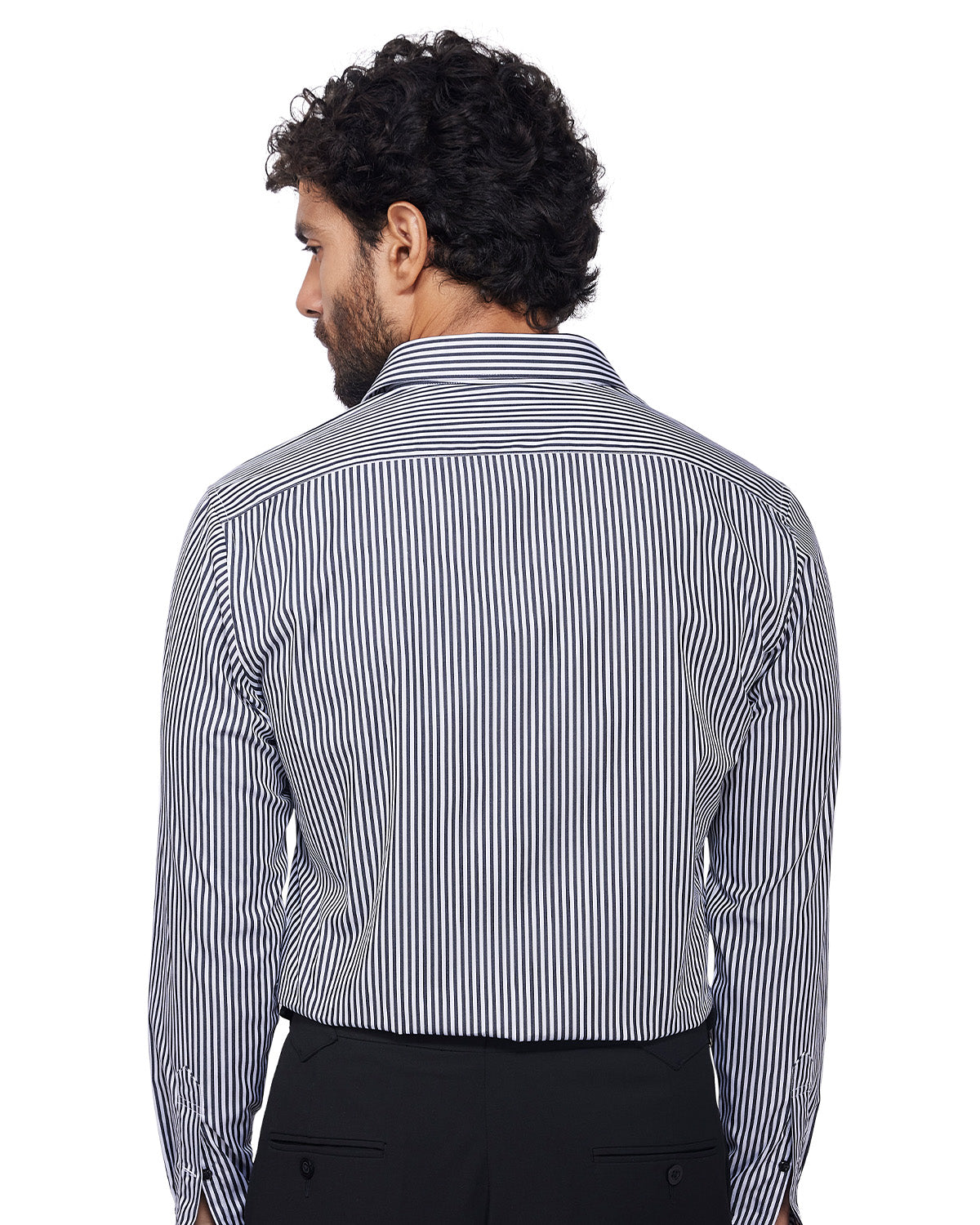 Cotton Striped Shirt - Black & White