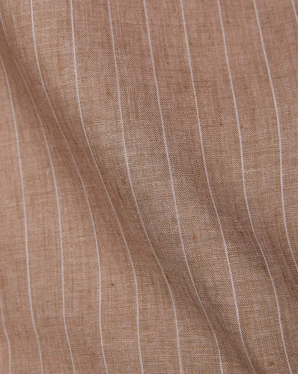 100% Linen Striped Shirt - Brown & White