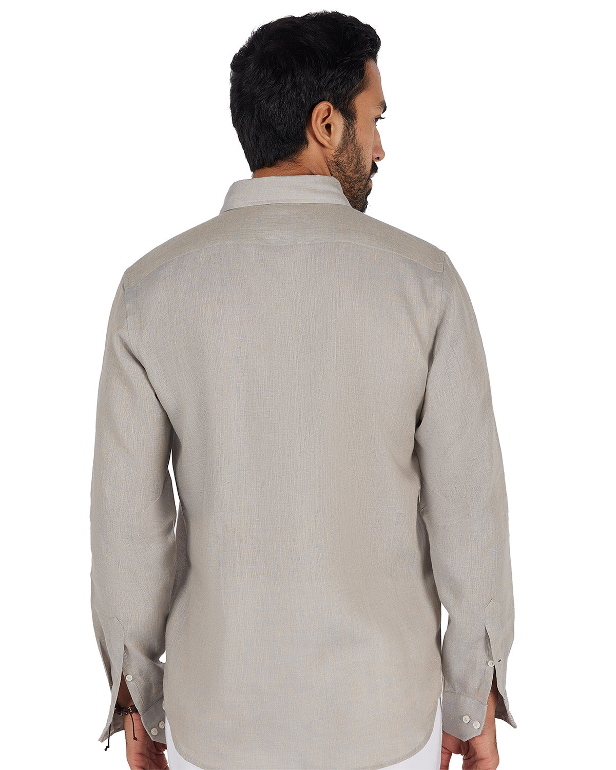 100% Linen Two-Tone Shirt - Beige