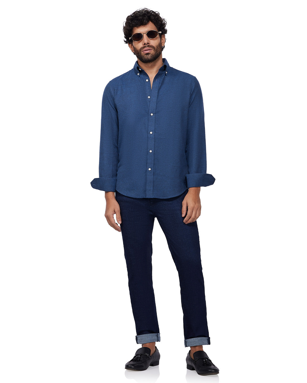 Japanese Brushed Twill Shirt - Dark Blue