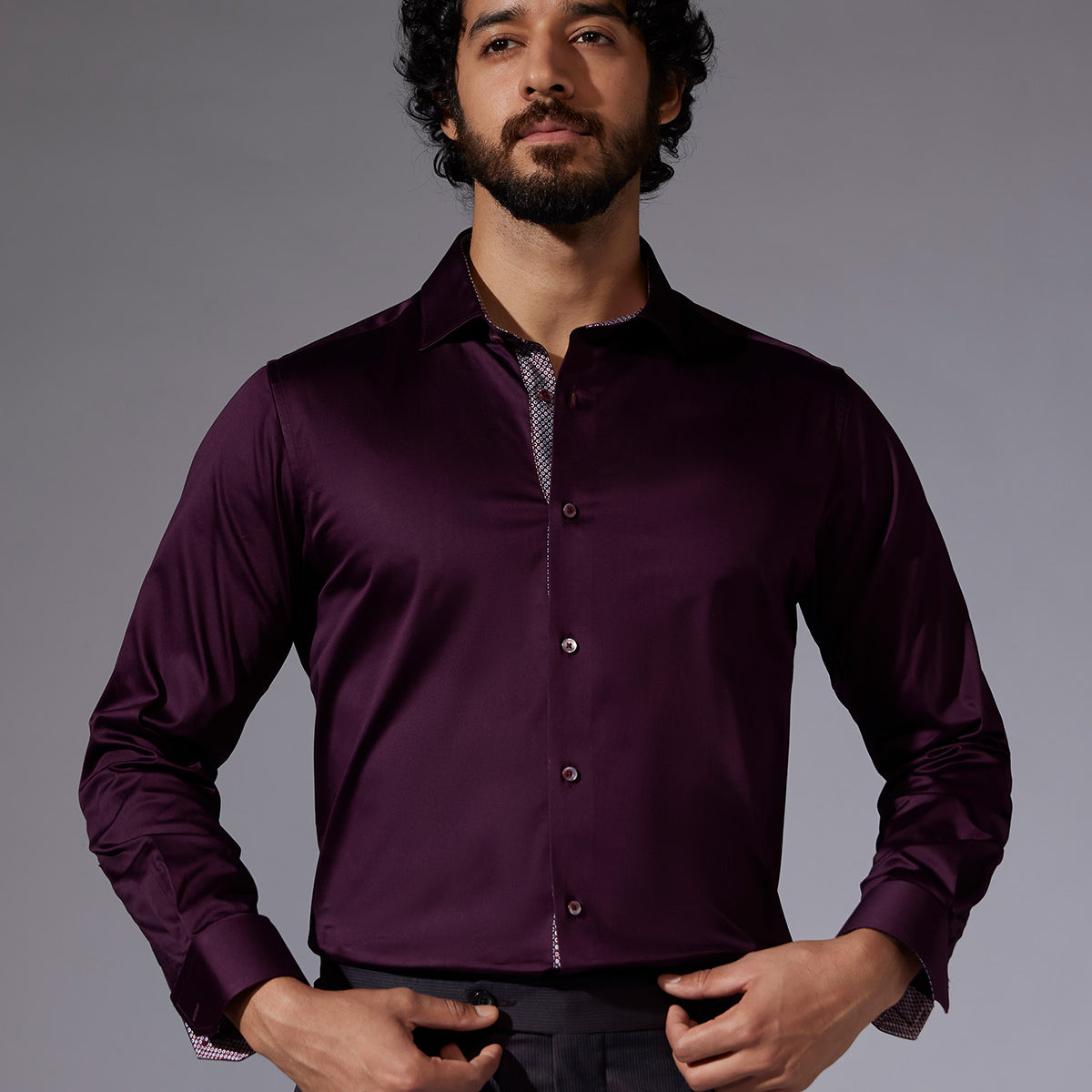 Maroon Stretch Satin Shirt – Bombay Shirt Company