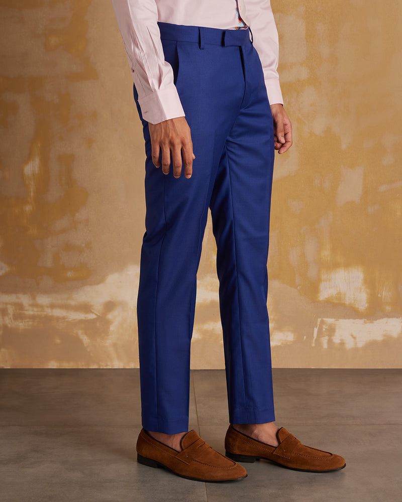 royal blue men dress pants Mens Classic Fit Solid Royal Blue Flat Front Wool Dress Pants, 52