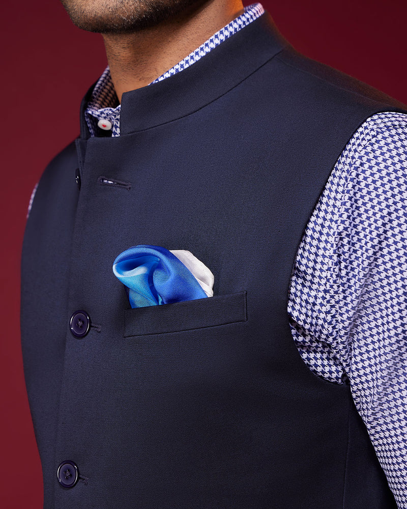 The Palatina Stretch Nehru Jacket - Navy