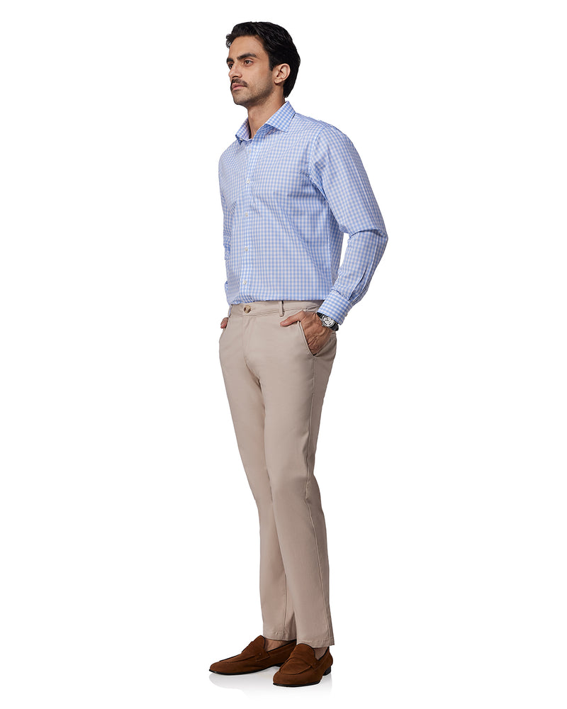 Light Blue Giza Cotton Gingham Checked Shirt