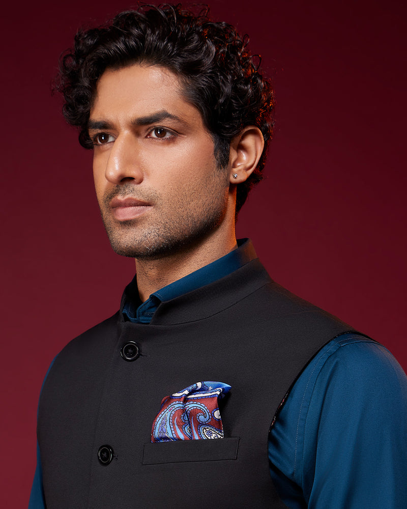 The Palatina Stretch Nehru Jacket - Black