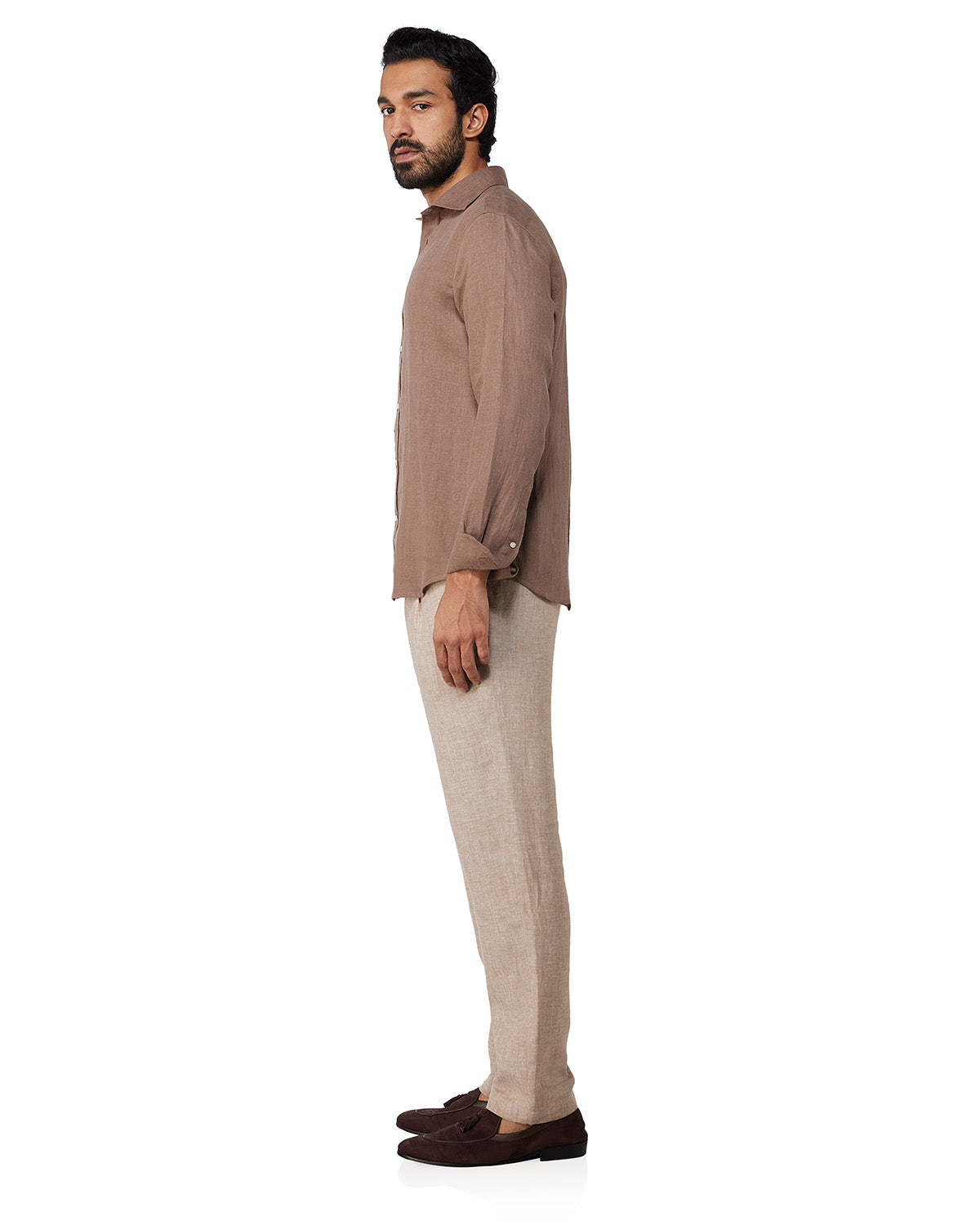 100% Linen Shirt - Brown