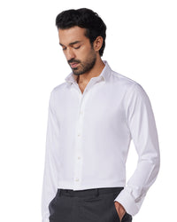 Wrinkle-Free Stretch Satin Shirt - White