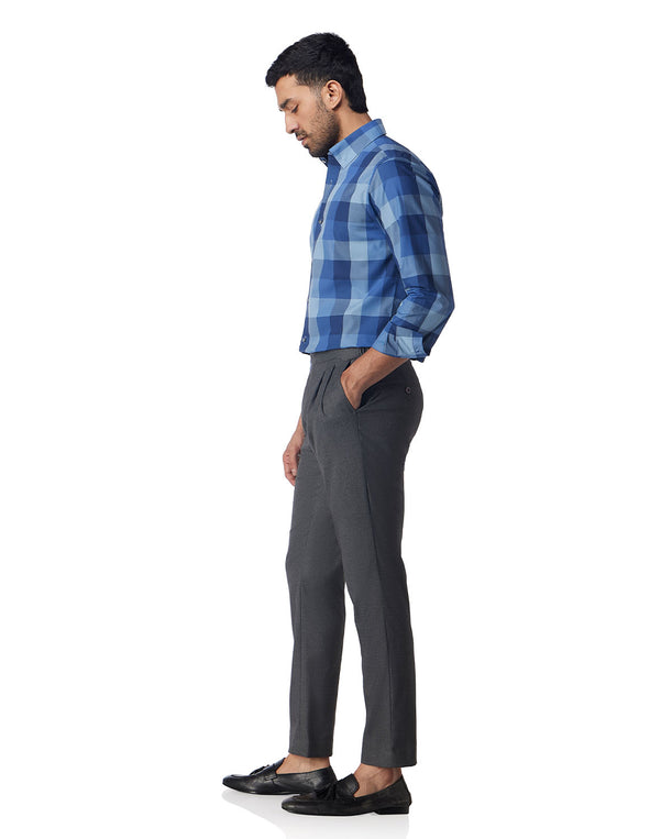 Cotton Oxford Checked Shirt - Blue