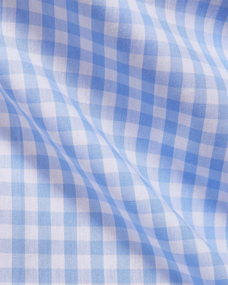 Light Blue Giza Cotton Gingham Checked Shirt