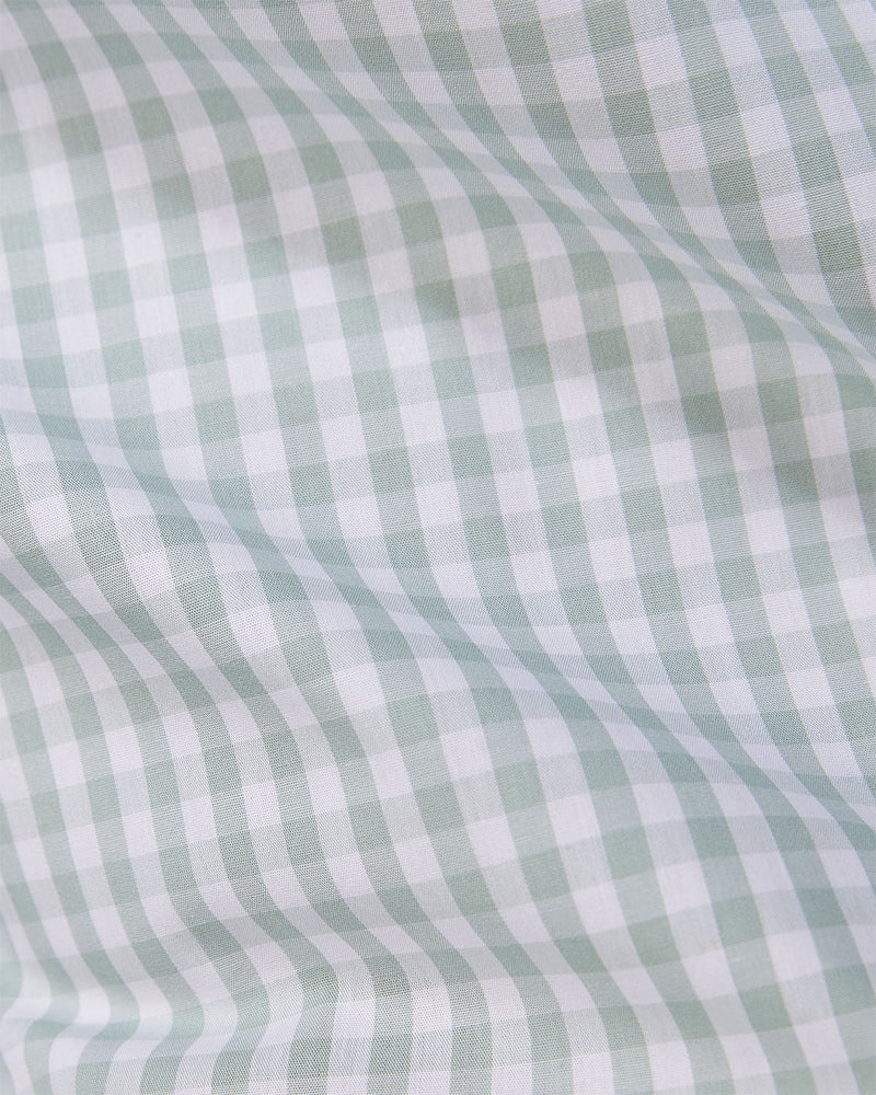 Green Giza Cotton Gingham Checked Shirt