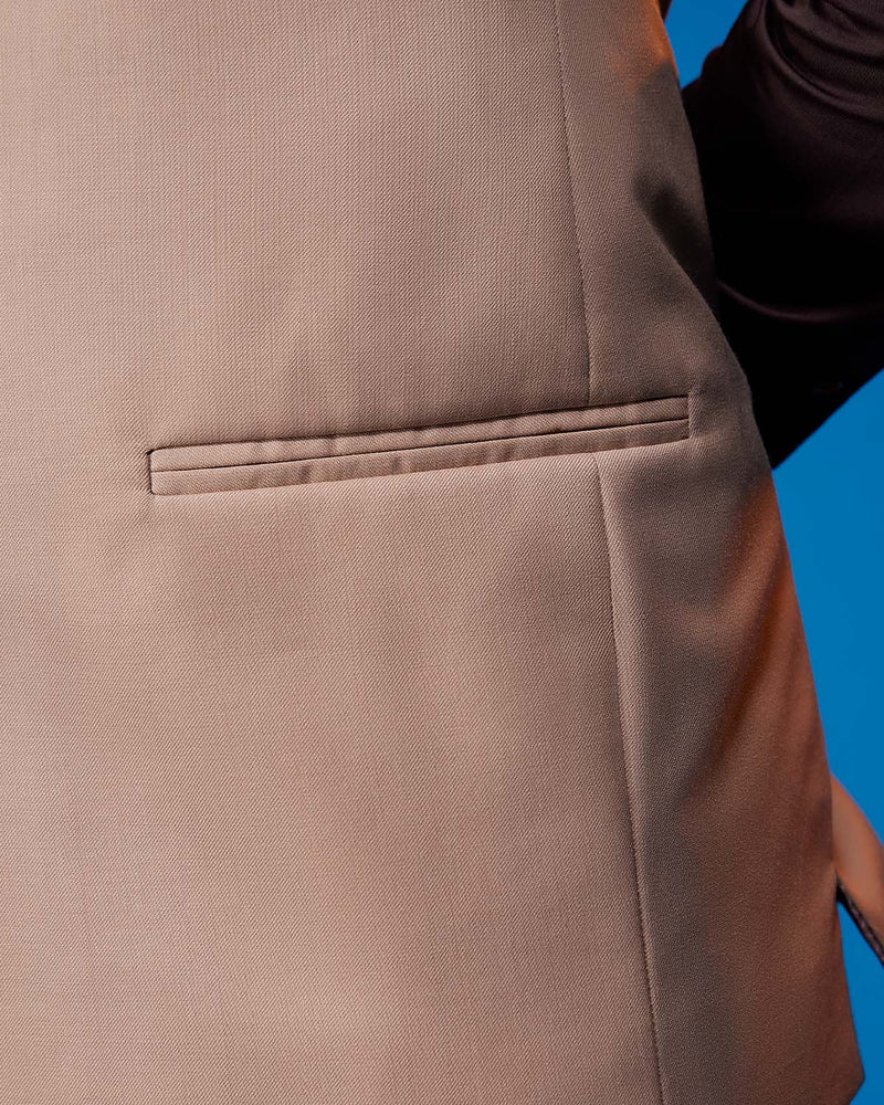 The Valoria Blended Wool Nehru Jacket - Beige