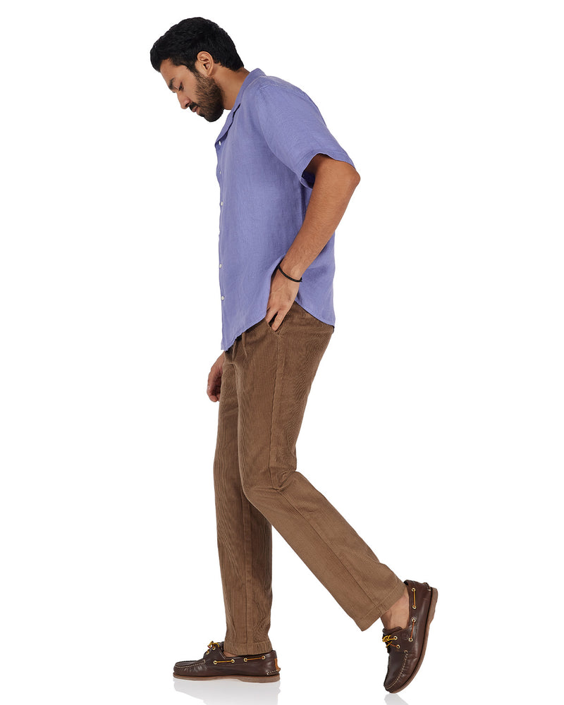 Blue Washed 100% Linen Twill Shirt