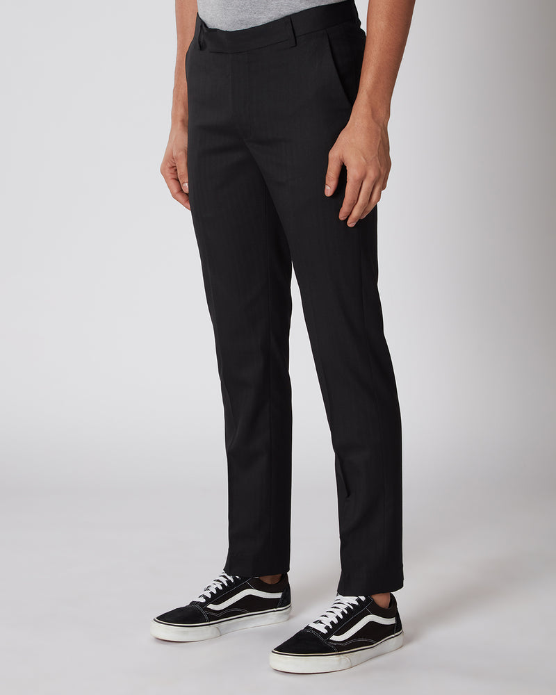 Regent Herringbone Dress Pants - Black