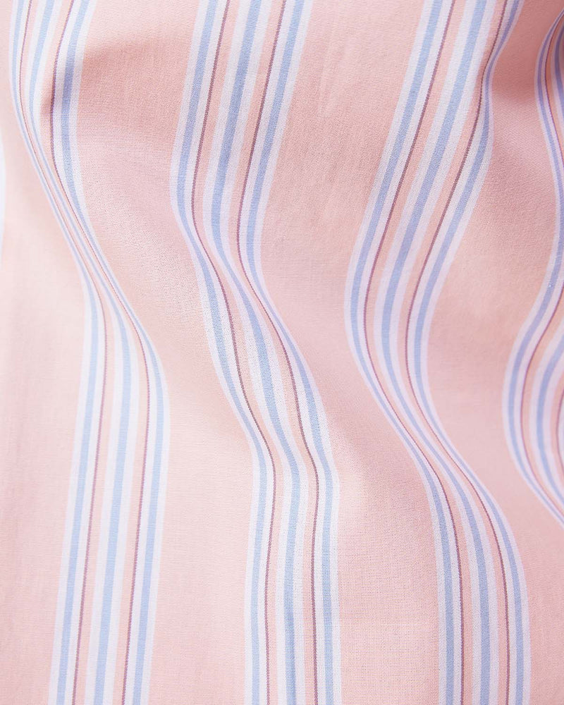 Peach & Blue Cotton Striped Shirt