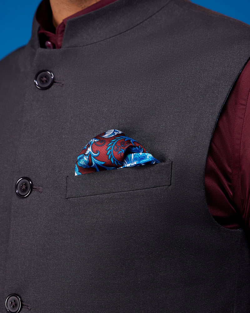 The Palatina Stretch Nehru Jacket - Dark Grey