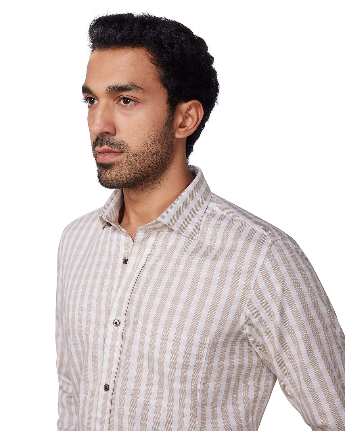 Dobby Checked Shirt - Beige
