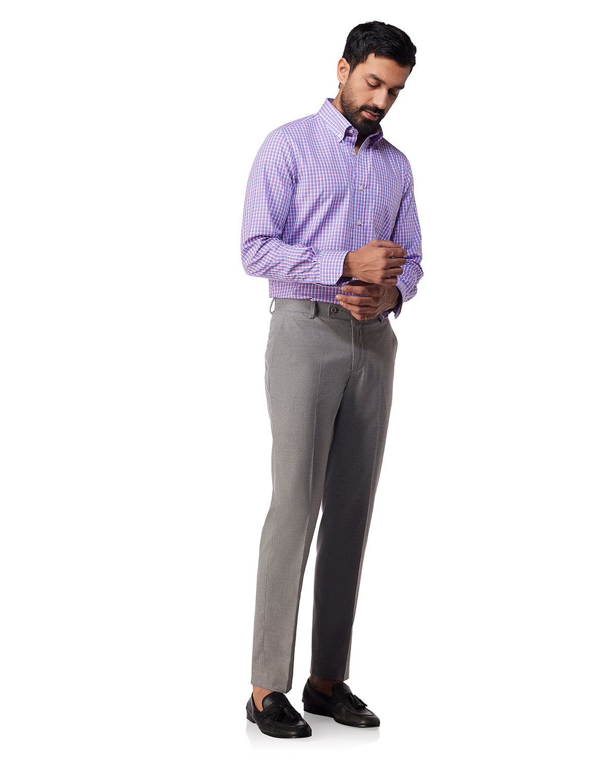 Easy-Care Cotton Checked Shirt - Blue & Pink