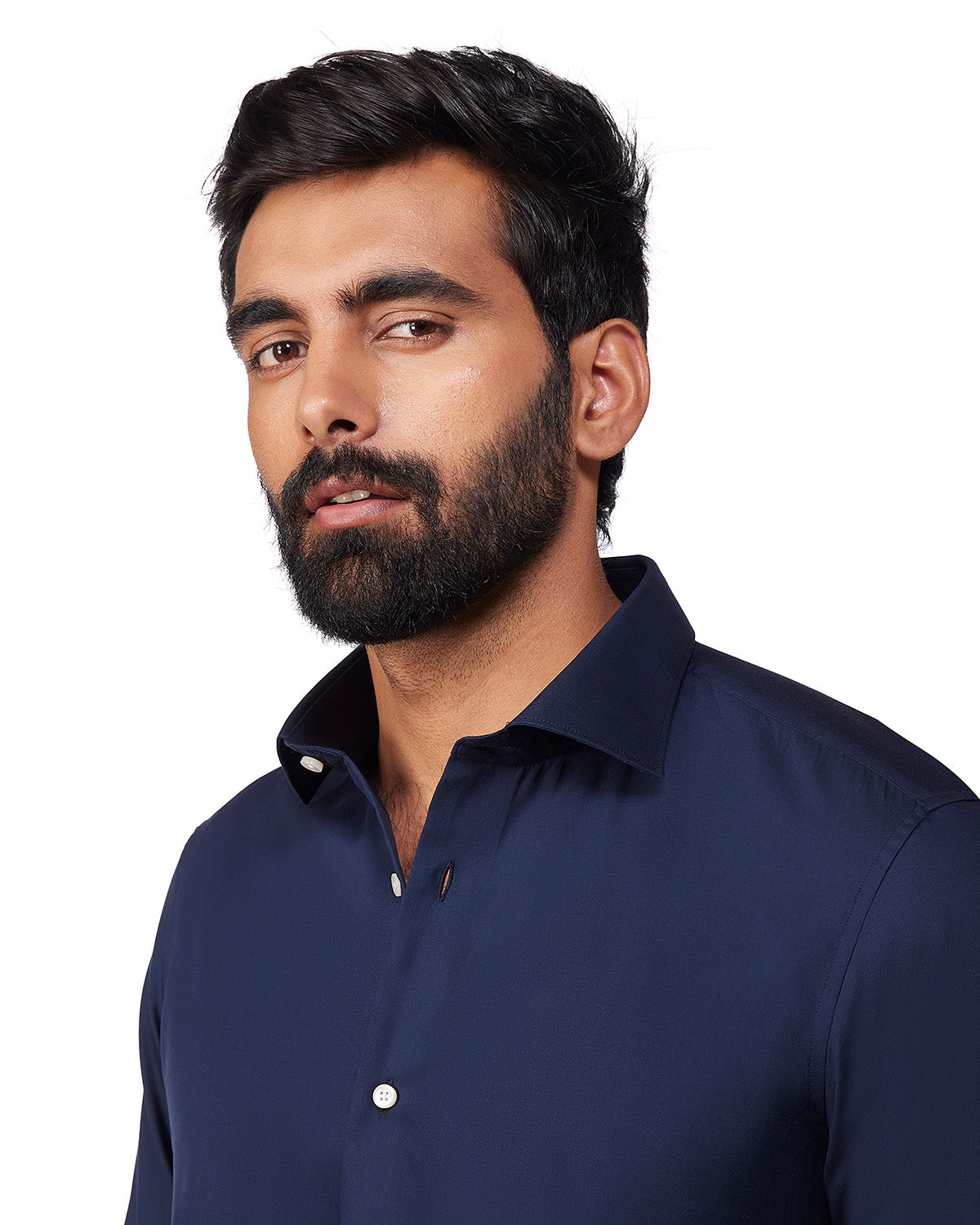 Luthai Cotton Lyocell Twill Shirt - Navy