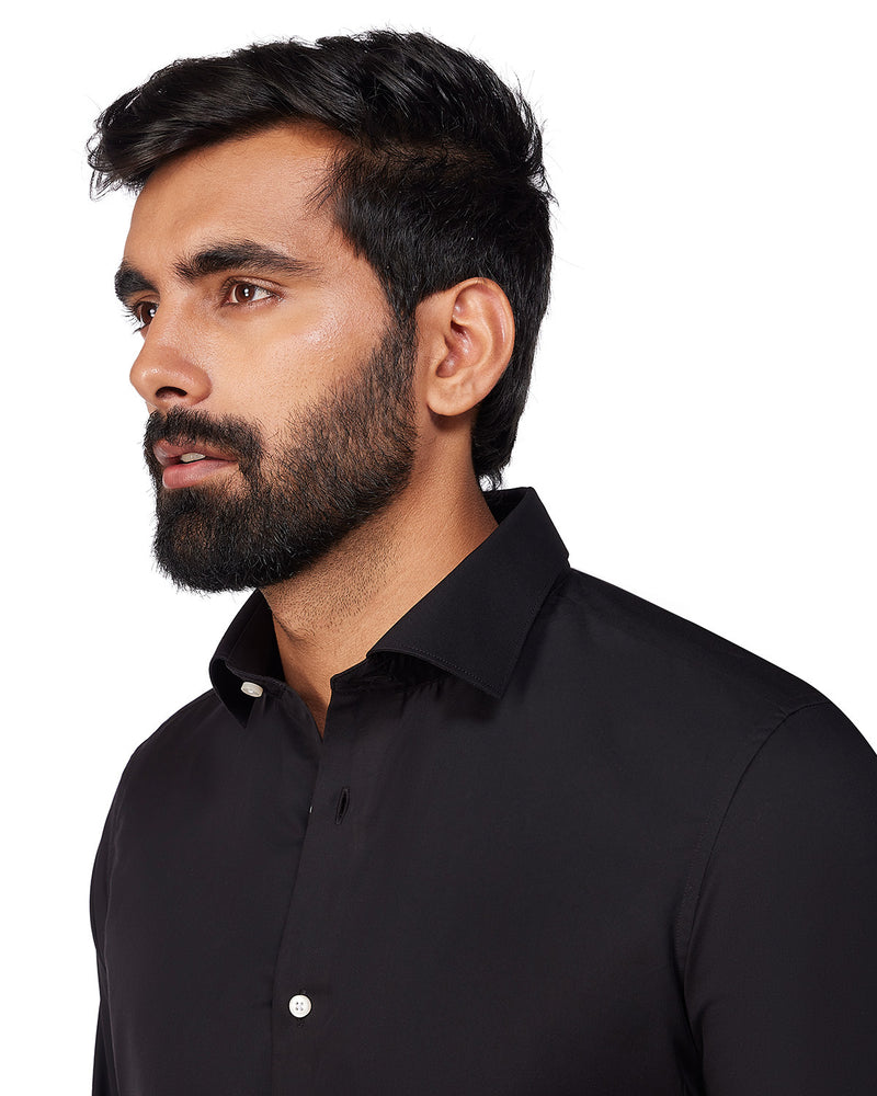 Luthai Cotton Lyocell Twill Shirt - Black