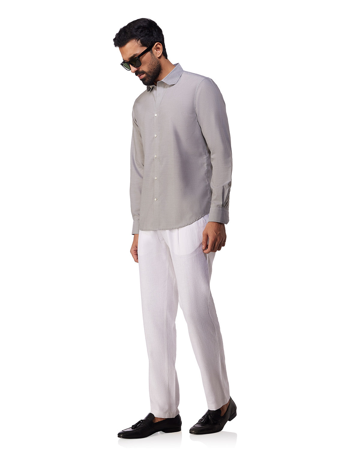 Cotton-Blend Poplin Shirt - Grey
