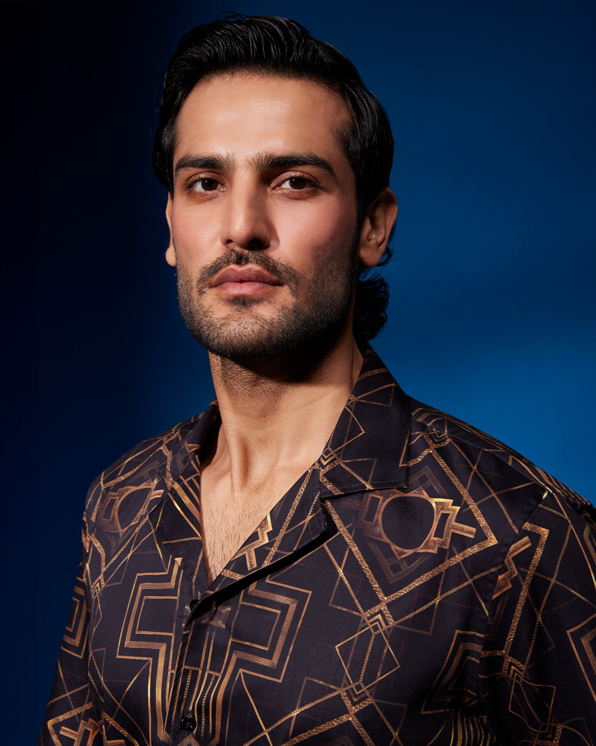 Aurum Printed Shirt - Gold & Black