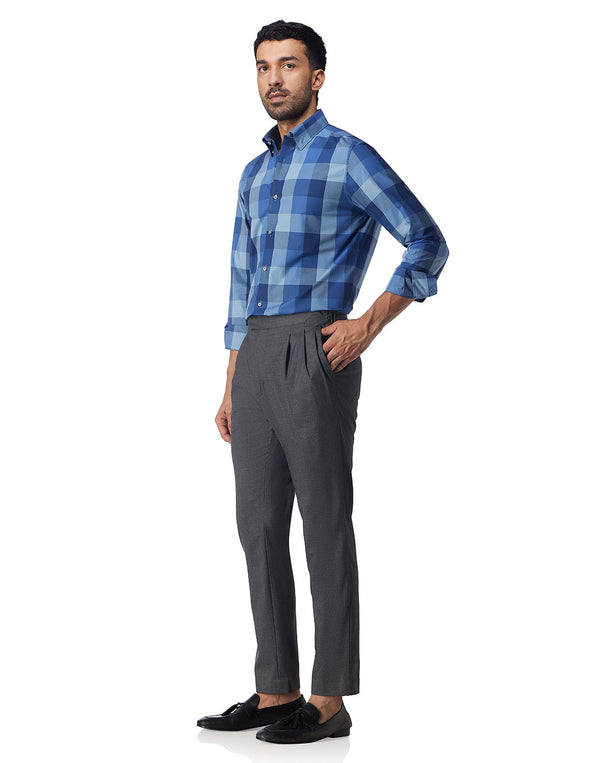 Cotton Oxford Checked Shirt - Blue