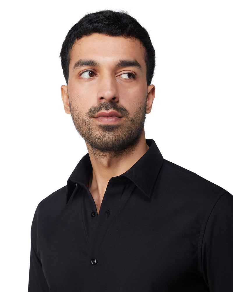 Easy-Care Stretch Twill Shirt - Black