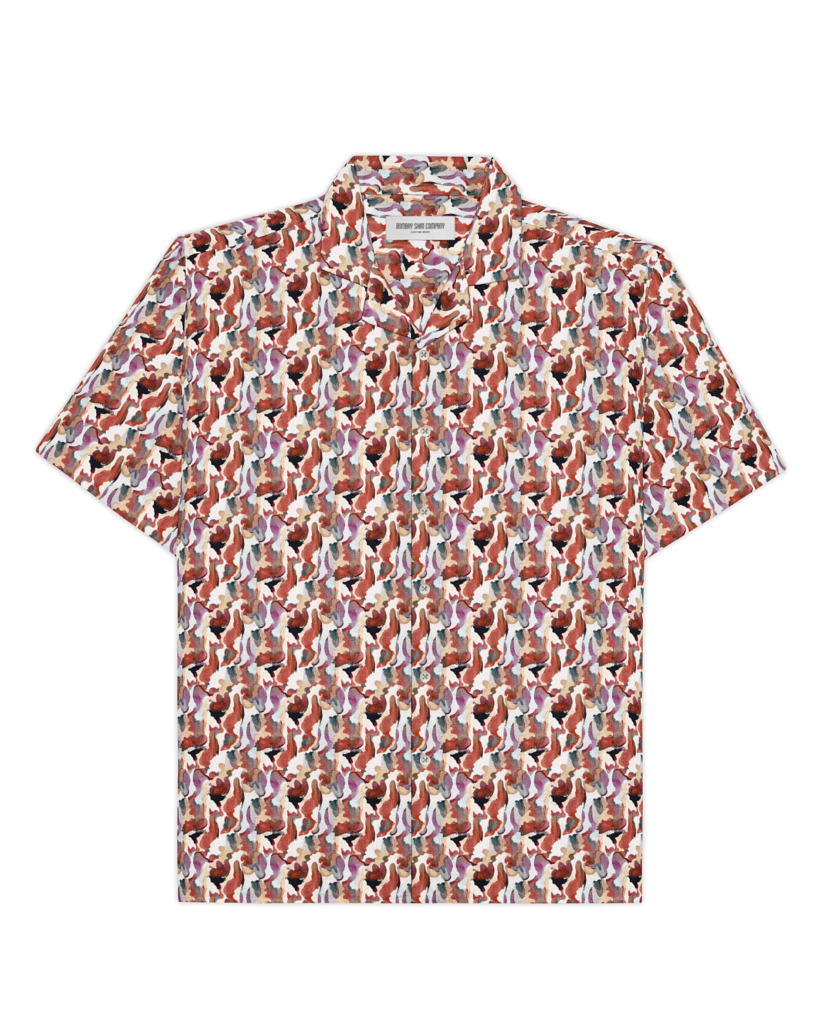 Sirocco Cotton Silk Printed Shirt - Peach & White