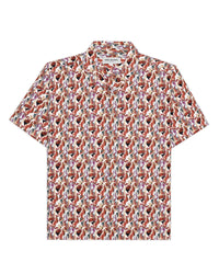 Sirocco Cotton Silk Printed Shirt - Peach & White