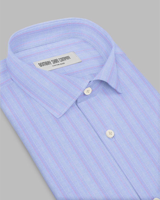 Oberon Twill Striped Shirt - Blue & Pink