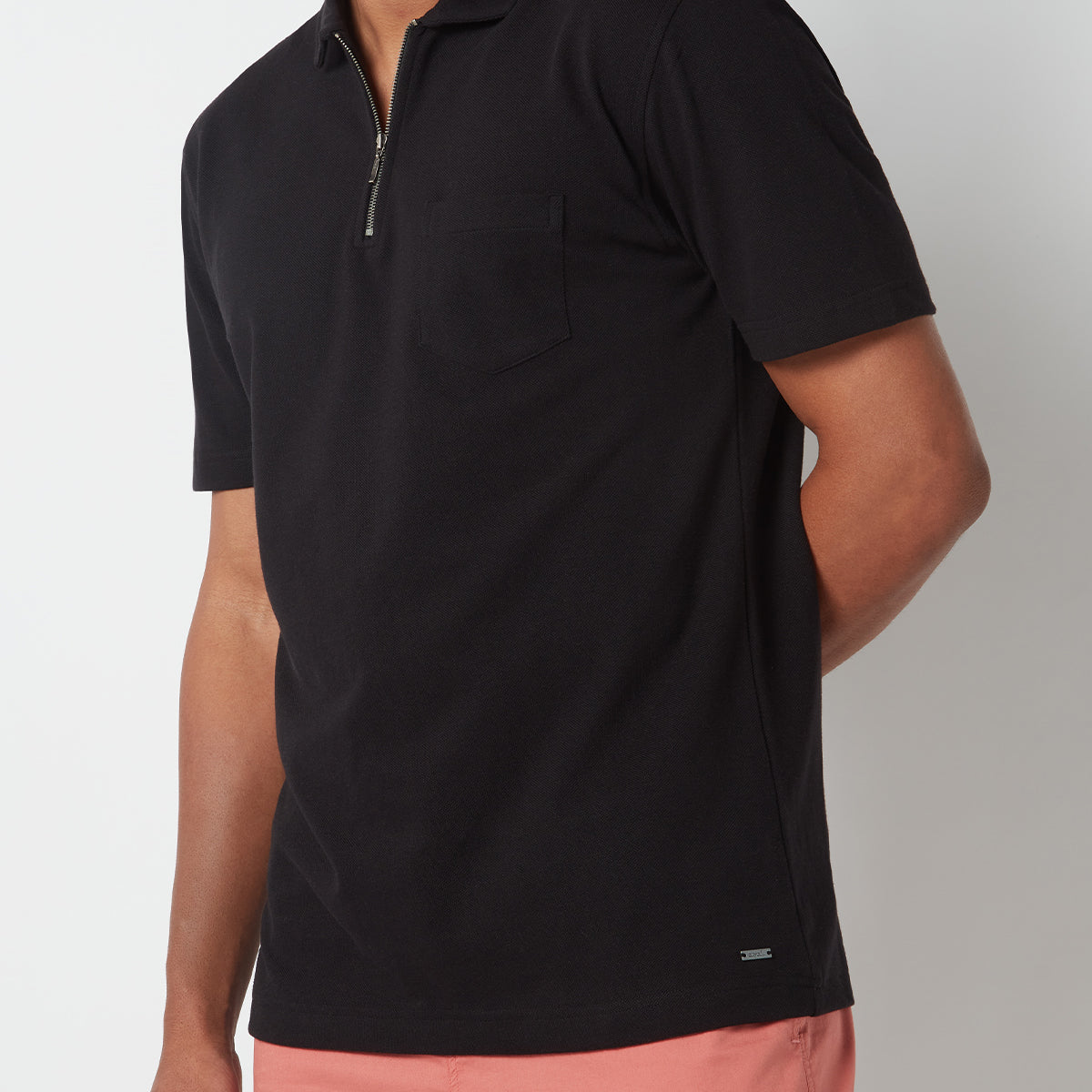 フィジークフレーム　 Sharp Collar Zip Polo - BLACK JEsilunmaMY Mens Zipper Business Polo T-Shirt Short Sleeve