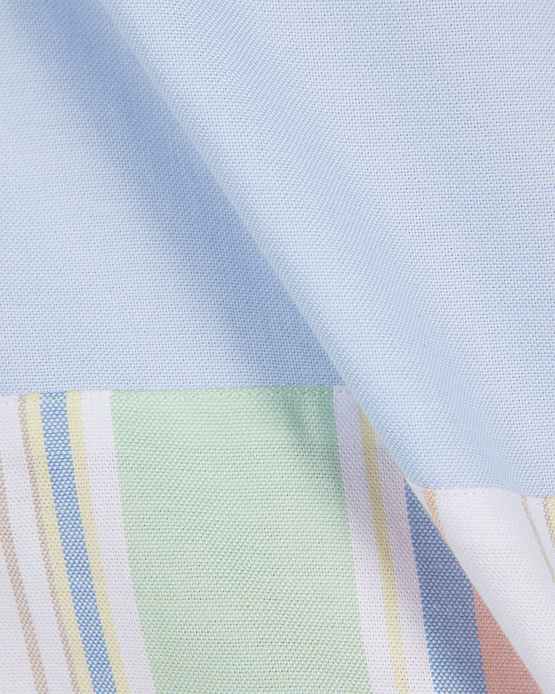 Blue Oxford Striped Patchwork Shirt