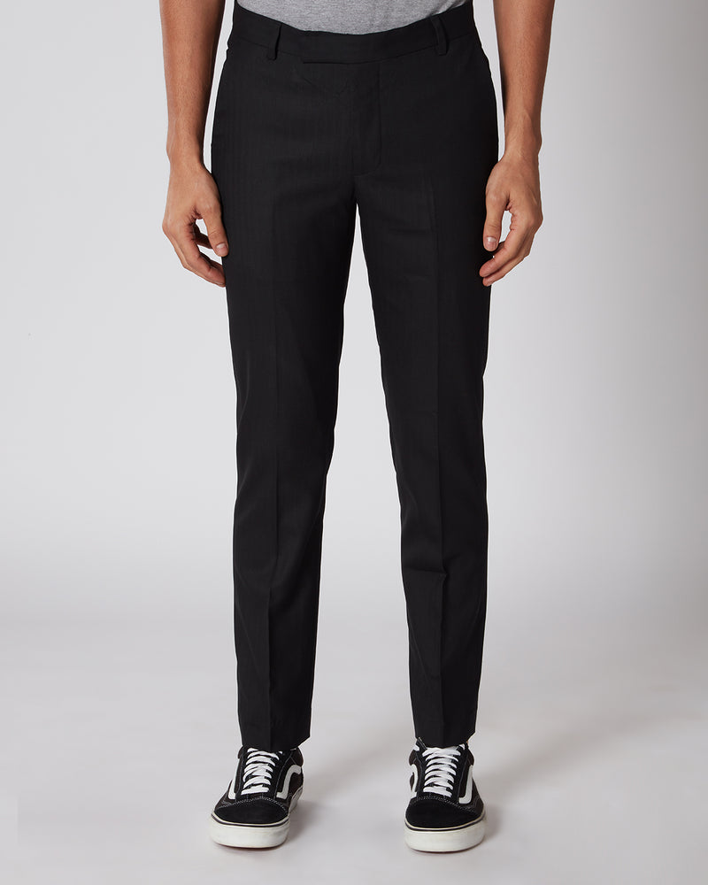 Regent Herringbone Dress Pants - Black