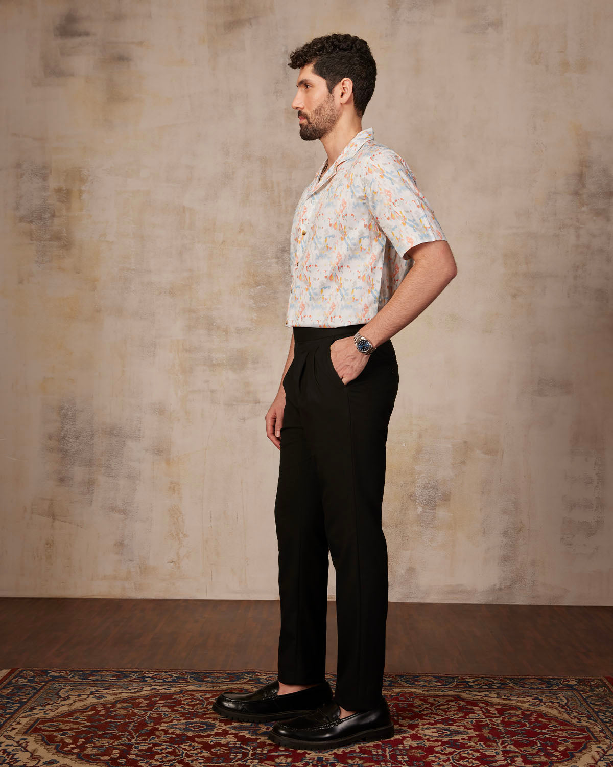 Abstract Printed Shirt - Orange & Blue