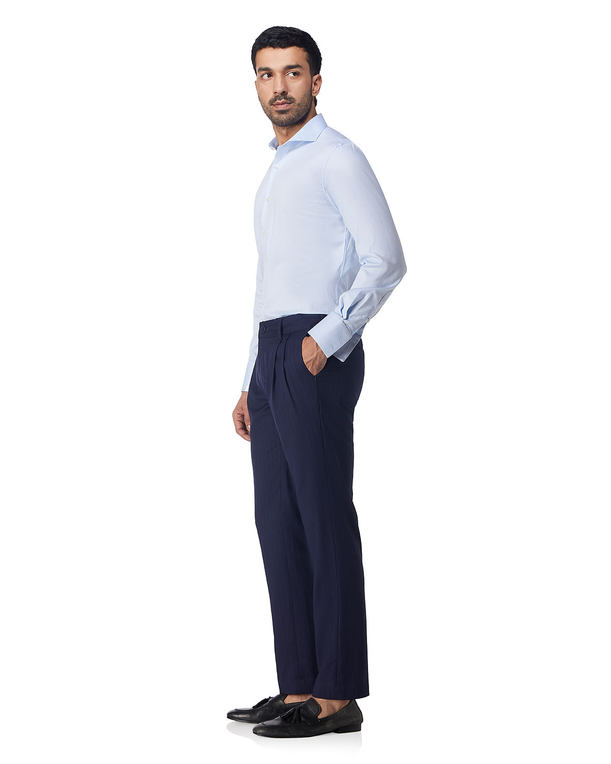 Stretch Cotton Dobby Shirt - Light Blue