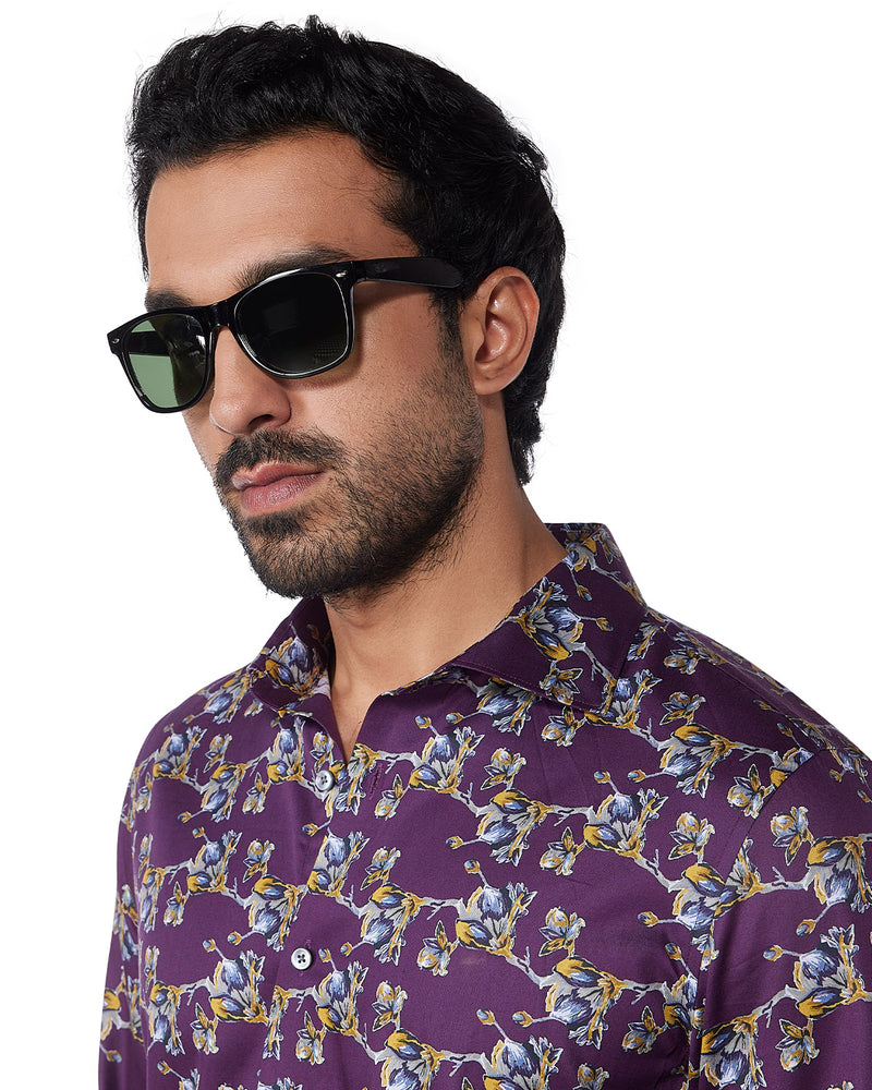 Floral Printed Shirt - Purple