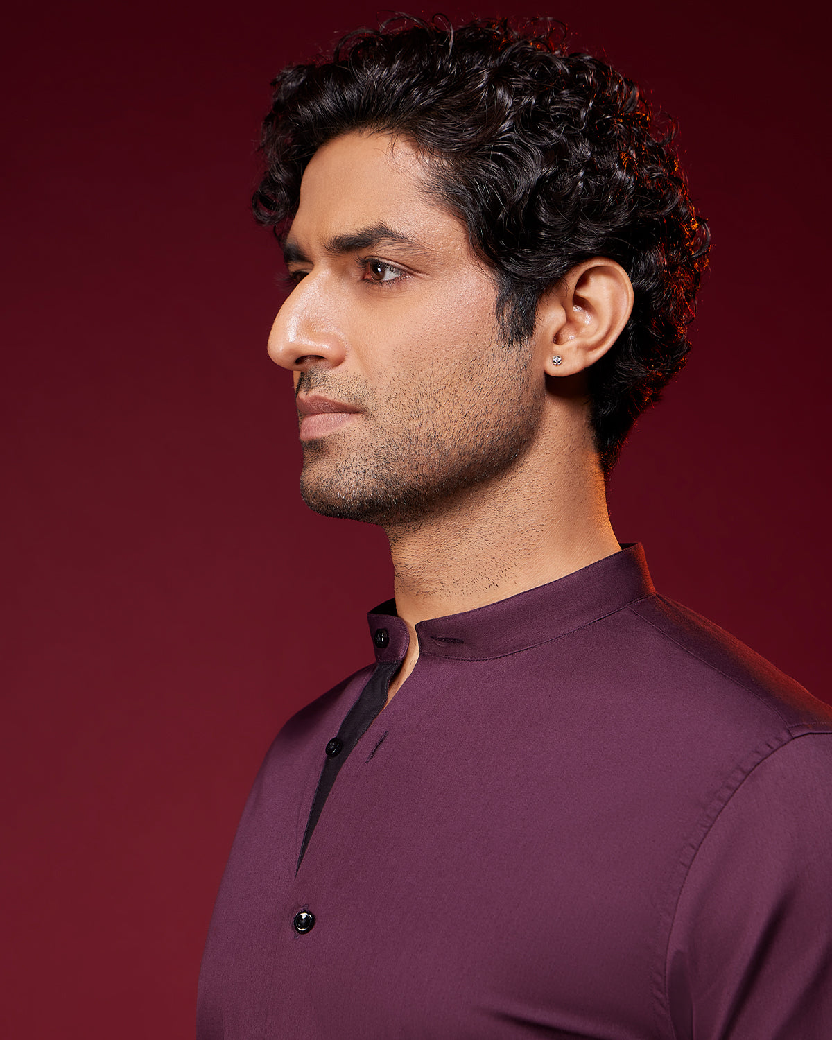 Burgundy Satin Shirt - Maroon